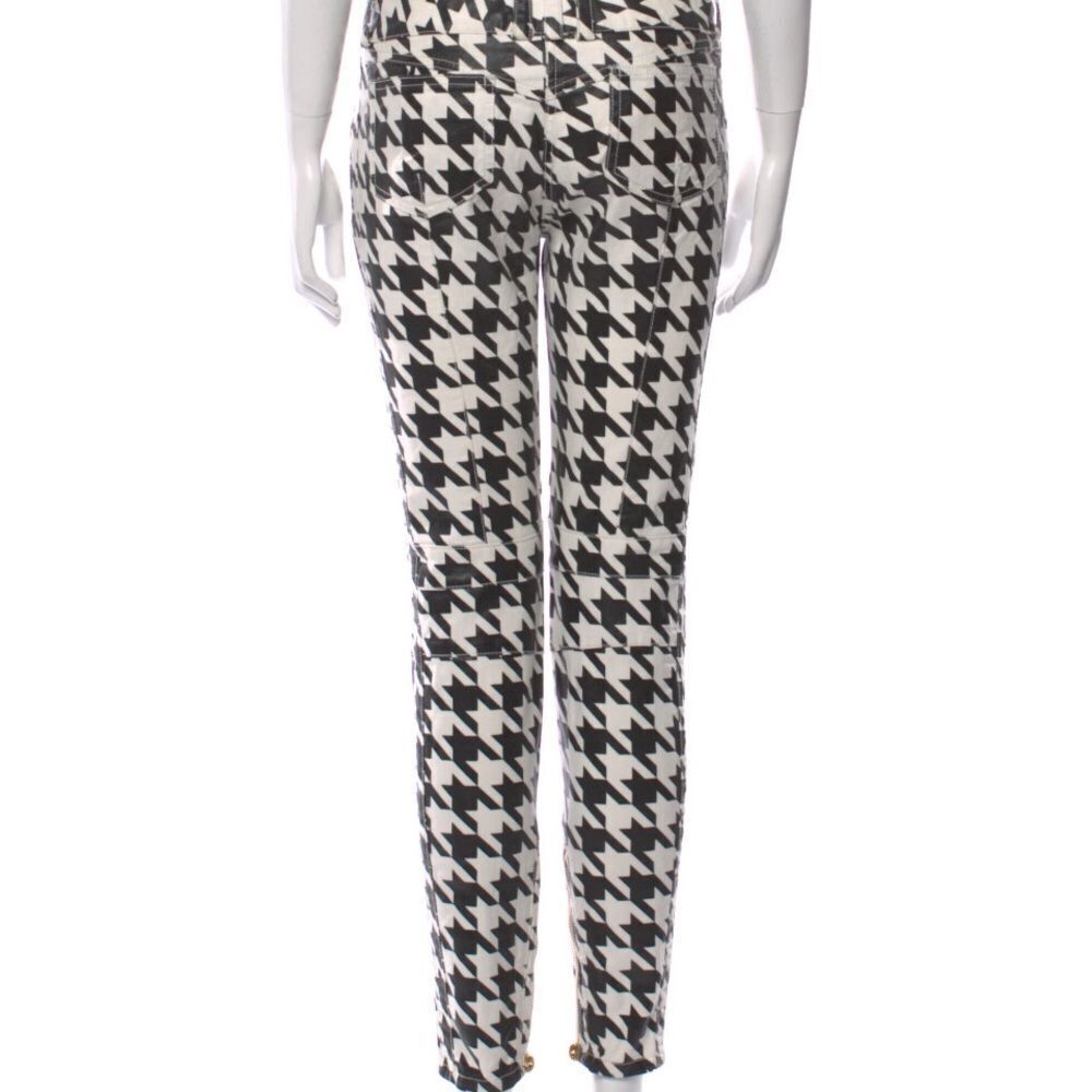 Balmain Skinny Leg Jeans Pants Houndstooth Size Medium With Zippers, Gold Button - Picture 3 of 14